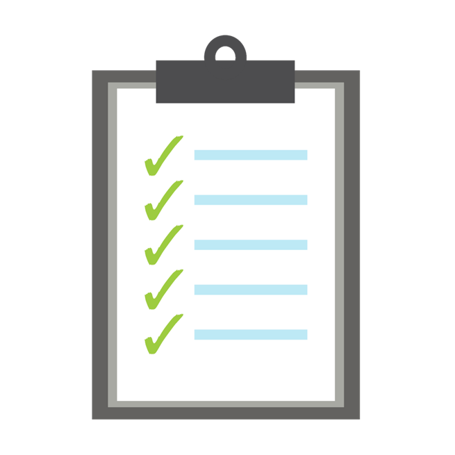 Grafički prikaz klipborda sa štrikliranim tekstom ilustruje ispunjene uslove za isplatu državne pomoći