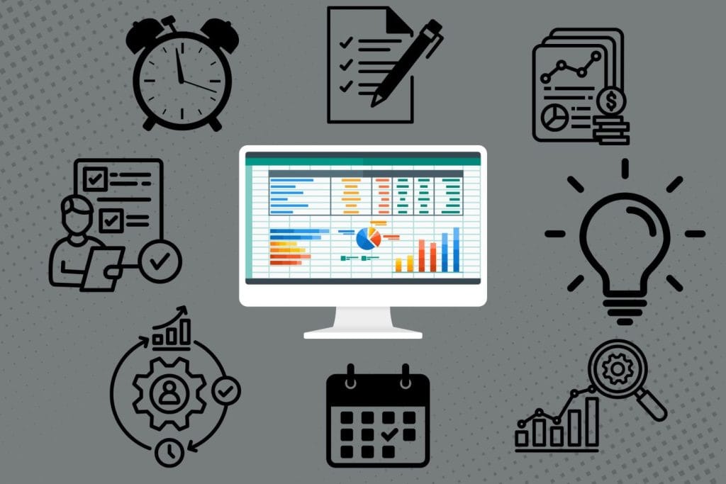 Ilustracija digitalnog računovodstva s analitičkim podacima na ekranu – simbol učinkovitog financijskog upravljanja i optimizacije poslovnih procesa.