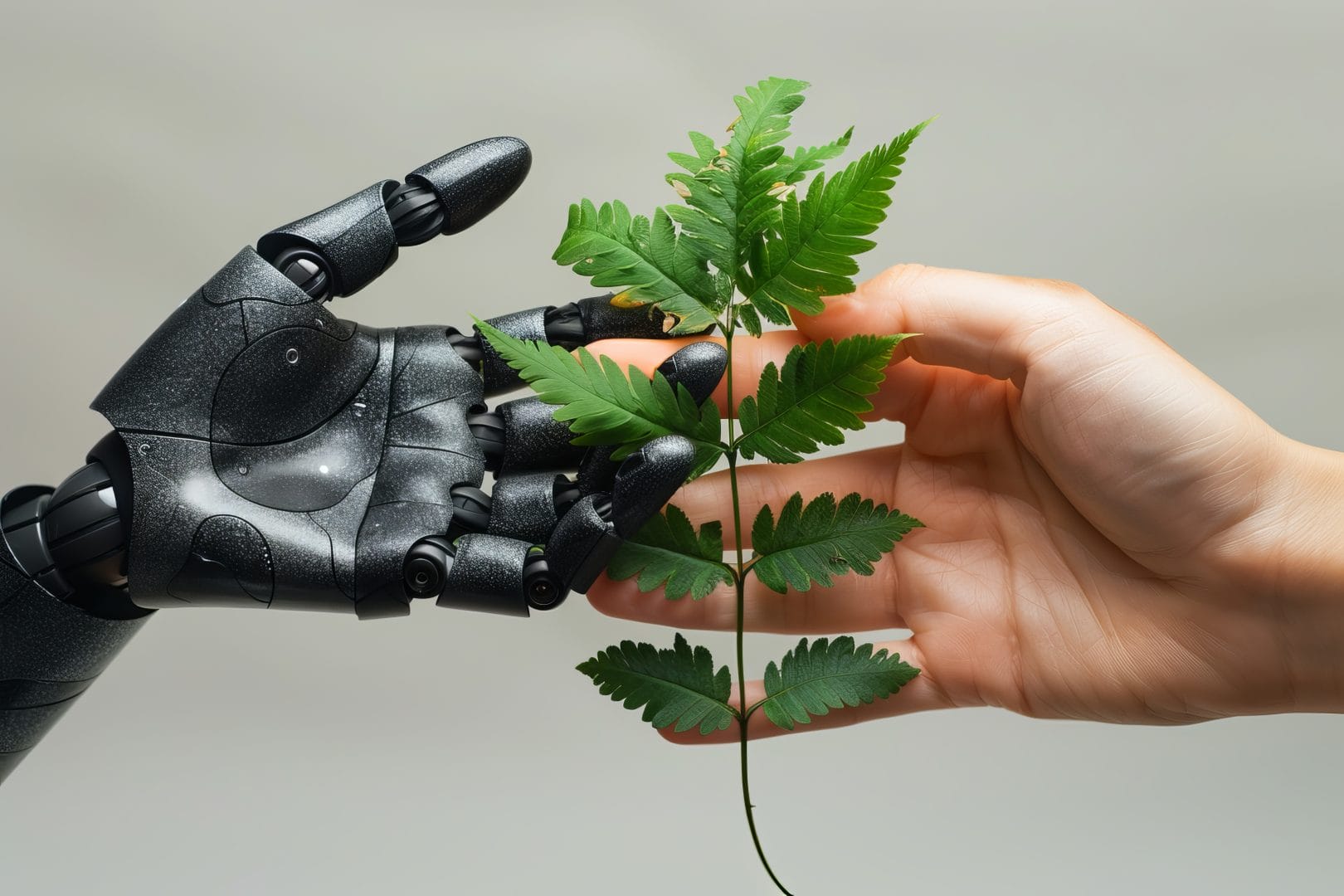 Хармонија меѓу човек и робот – поврзаност со зелените растенија