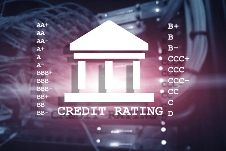 Simbol finansijske institucije sa natpisom Credit rating, što ukazuje na kreditni rejting Crne Gore.